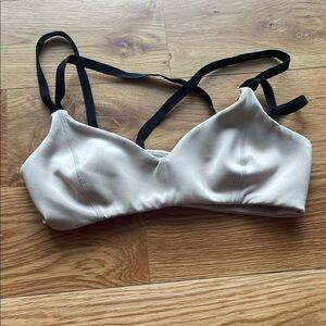 Tan Lines Light Beige Bralette with Black Straps - Women